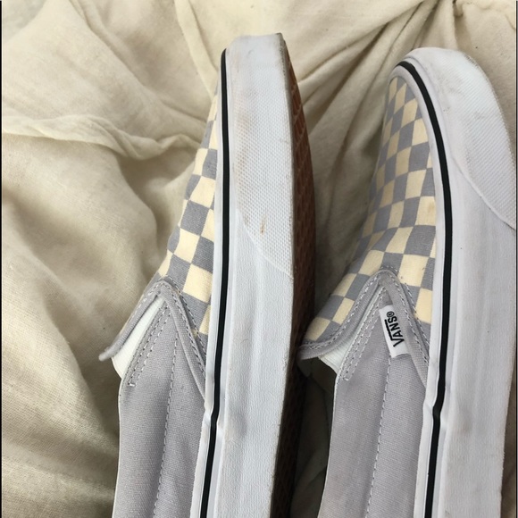 gray dawn true white checkerboard vans